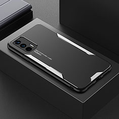 Luxury Aluminum Metal Back Cover and Silicone Frame Case PB1 for Realme Q3 Pro 5G Silver