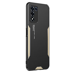 Luxury Aluminum Metal Back Cover and Silicone Frame Case PB1 for Realme Q3t 5G Gold