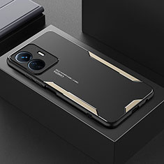 Luxury Aluminum Metal Back Cover and Silicone Frame Case PB1 for Vivo iQOO Z6 Lite 5G Gold