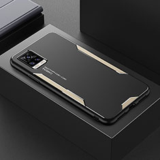 Luxury Aluminum Metal Back Cover and Silicone Frame Case PB1 for Vivo V20 (2021) Gold