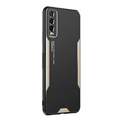 Luxury Aluminum Metal Back Cover and Silicone Frame Case PB1 for Vivo Y12A Gold