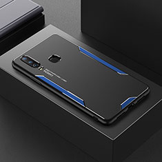 Luxury Aluminum Metal Back Cover and Silicone Frame Case PB1 for Vivo Y17 Blue