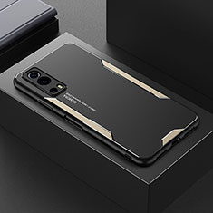 Luxury Aluminum Metal Back Cover and Silicone Frame Case PB1 for Vivo Y75s 5G Gold