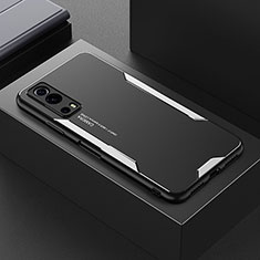 Luxury Aluminum Metal Back Cover and Silicone Frame Case PB1 for Vivo Y75s 5G Silver