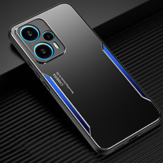 Luxury Aluminum Metal Back Cover and Silicone Frame Case PB1 for Xiaomi Poco F5 5G Blue