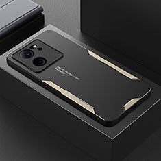 Luxury Aluminum Metal Back Cover and Silicone Frame Case PB1 for Xiaomi Redmi K60 Ultra 5G Gold