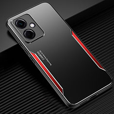 Luxury Aluminum Metal Back Cover and Silicone Frame Case PB1 for Xiaomi Redmi Note 12R Pro 5G Red