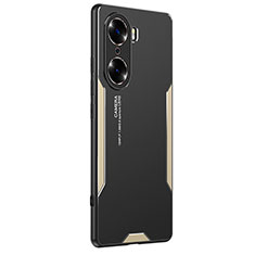 Luxury Aluminum Metal Back Cover and Silicone Frame Case PB2 for Huawei Honor 60 Pro 5G Gold