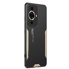 Luxury Aluminum Metal Back Cover and Silicone Frame Case PB2 for Huawei Nova 11 Gold