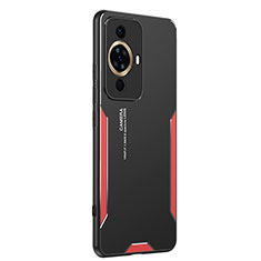 Luxury Aluminum Metal Back Cover and Silicone Frame Case PB2 for Huawei Nova 11 Ultra Red