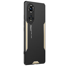 Luxury Aluminum Metal Back Cover and Silicone Frame Case PB2 for Huawei Nova 9 Pro Gold