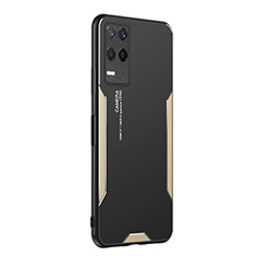 Luxury Aluminum Metal Back Cover and Silicone Frame Case PB2 for Realme 8s 5G Gold