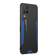 Luxury Aluminum Metal Back Cover and Silicone Frame Case PB2 for Realme 9 5G India Blue