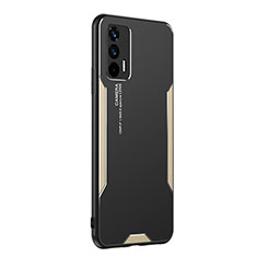 Luxury Aluminum Metal Back Cover and Silicone Frame Case PB2 for Realme GT 5G Gold