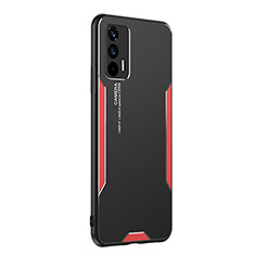 Luxury Aluminum Metal Back Cover and Silicone Frame Case PB2 for Realme GT Neo 2T 5G Red