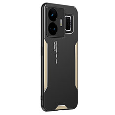 Luxury Aluminum Metal Back Cover and Silicone Frame Case PB2 for Realme GT Neo6 5G Gold