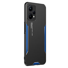 Luxury Aluminum Metal Back Cover and Silicone Frame Case PB2 for Realme Q5 5G Blue