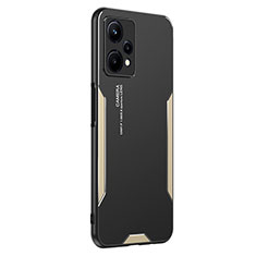 Luxury Aluminum Metal Back Cover and Silicone Frame Case PB2 for Realme Q5 5G Gold