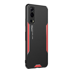 Luxury Aluminum Metal Back Cover and Silicone Frame Case PB2 for Vivo iQOO Z3 5G Red