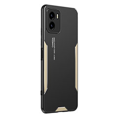 Luxury Aluminum Metal Back Cover and Silicone Frame Case PB2 for Vivo Y15C Gold