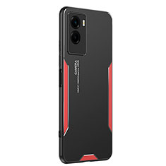 Luxury Aluminum Metal Back Cover and Silicone Frame Case PB2 for Vivo Y55s (2021) Red