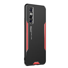 Luxury Aluminum Metal Back Cover and Silicone Frame Case PB2 for Vivo Y73s 5G Red