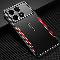 Luxury Aluminum Metal Back Cover and Silicone Frame Case PB2 for Xiaomi Redmi K70 5G Red