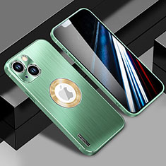 Luxury Aluminum Metal Back Cover and Silicone Frame Case with Mag-Safe Magnetic JL1 for Apple iPhone 13 Green