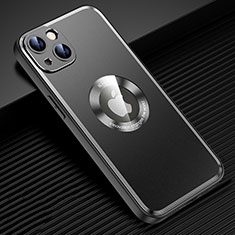 Luxury Aluminum Metal Back Cover and Silicone Frame Case with Mag-Safe Magnetic JL2 for Apple iPhone 15 Black