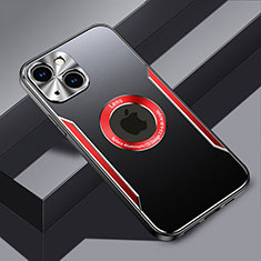 Luxury Aluminum Metal Back Cover and Silicone Frame Case with Mag-Safe Magnetic JL3 for Apple iPhone 13 Red