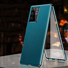 Luxury Aluminum Metal Cover Case 360 Degrees D01 for Samsung Galaxy S22 Ultra 5G Cyan