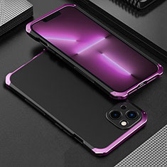 Luxury Aluminum Metal Cover Case 360 Degrees for Apple iPhone 14 Plus Purple