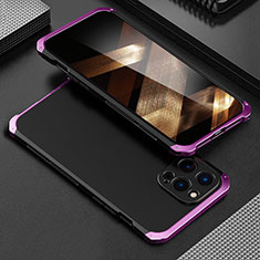 Luxury Aluminum Metal Cover Case 360 Degrees for Apple iPhone 16 Pro Max Purple