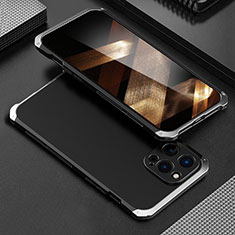 Luxury Aluminum Metal Cover Case 360 Degrees for Apple iPhone 16 Pro Silver and Black