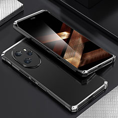 Luxury Aluminum Metal Cover Case 360 Degrees for Huawei Honor 100 Pro 5G Silver and Black