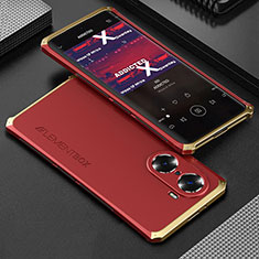 Luxury Aluminum Metal Cover Case 360 Degrees for Huawei Honor 60 5G Gold and Red