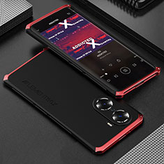 Luxury Aluminum Metal Cover Case 360 Degrees for Huawei Honor 60 5G Red and Black