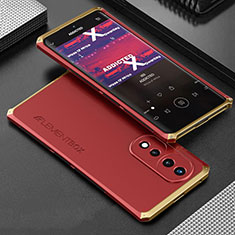 Luxury Aluminum Metal Cover Case 360 Degrees for Huawei Honor 70 5G Gold and Red