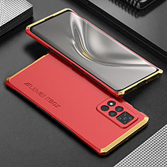 Luxury Aluminum Metal Cover Case 360 Degrees for Huawei Honor V40 5G Gold and Red