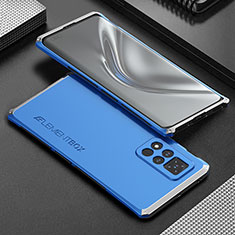 Luxury Aluminum Metal Cover Case 360 Degrees for Huawei Honor V40 5G Silver and Blue