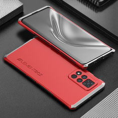 Luxury Aluminum Metal Cover Case 360 Degrees for Huawei Honor V40 5G Silver and Red