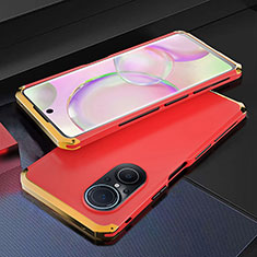 Luxury Aluminum Metal Cover Case 360 Degrees for Huawei Nova 9 SE Gold and Red