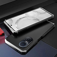 Luxury Aluminum Metal Cover Case 360 Degrees for Huawei Nova 9 SE Silver and Black