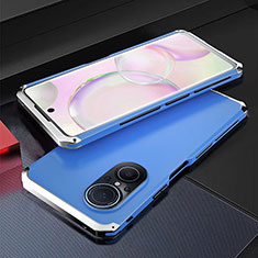 Luxury Aluminum Metal Cover Case 360 Degrees for Huawei Nova 9 SE Silver and Blue