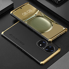 Luxury Aluminum Metal Cover Case 360 Degrees for Huawei P50 Pro Gold and Black