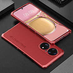 Luxury Aluminum Metal Cover Case 360 Degrees for Huawei P50 Pro Red