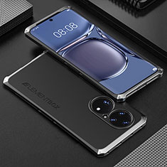 Luxury Aluminum Metal Cover Case 360 Degrees for Huawei P50 Pro Silver and Black