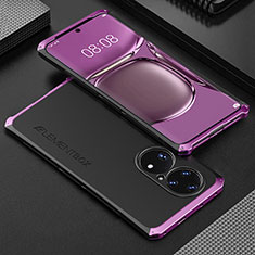 Luxury Aluminum Metal Cover Case 360 Degrees for Huawei P50 Purple