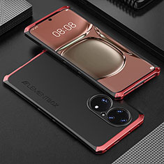 Luxury Aluminum Metal Cover Case 360 Degrees for Huawei P50 Red and Black