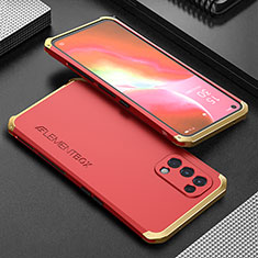 Luxury Aluminum Metal Cover Case 360 Degrees for Oppo K9 5G Gold and Red